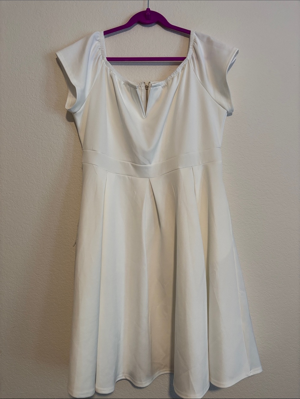 Amazon White Midi Fit-and-Flare Dress